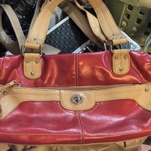 Relic Red And Tan Leather Bag